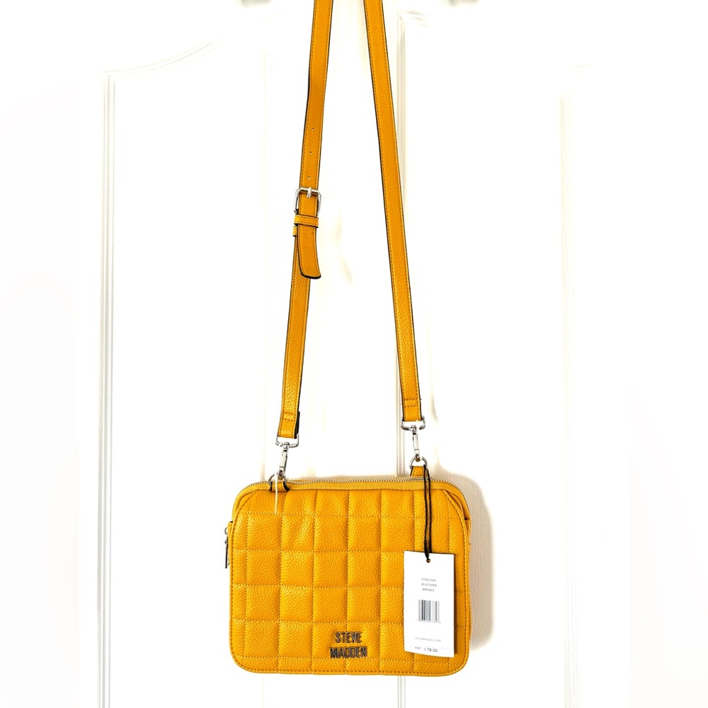 NWT Stunning Brand New Steve Madden Brenee Mustard Yellow Quilted Crossbody Bag